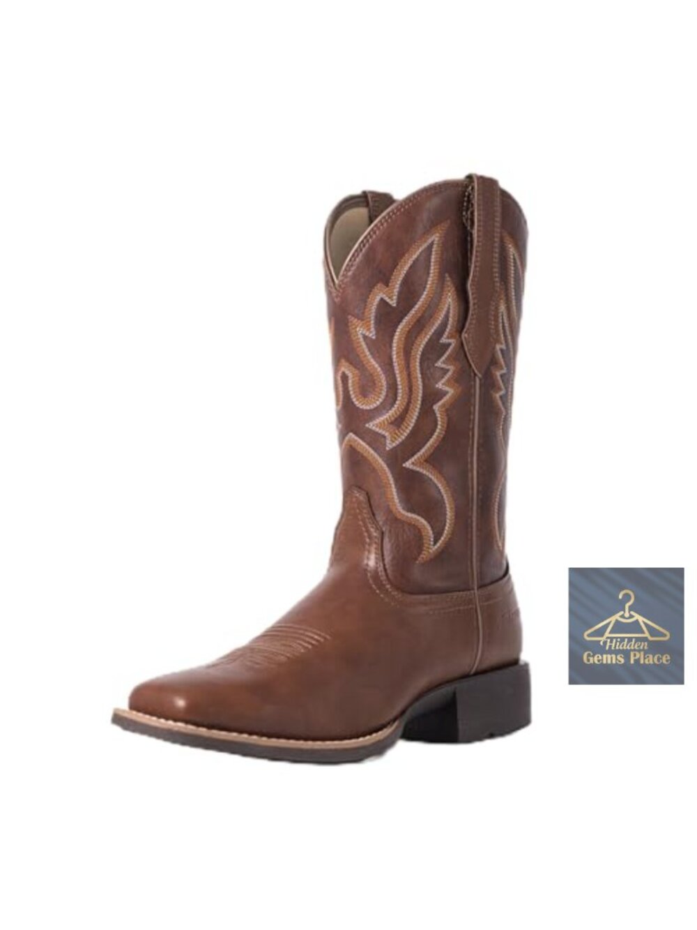 Women's Cowboy Boots Mid Calf Western Embroidered Square Toe Pull On Faux